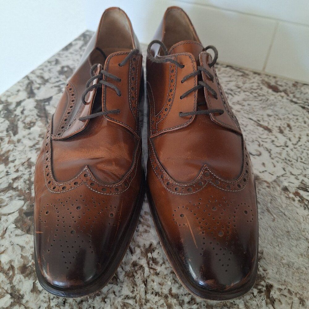 Giovacchini Brown Leather Derby dress shoes size 10.5 D